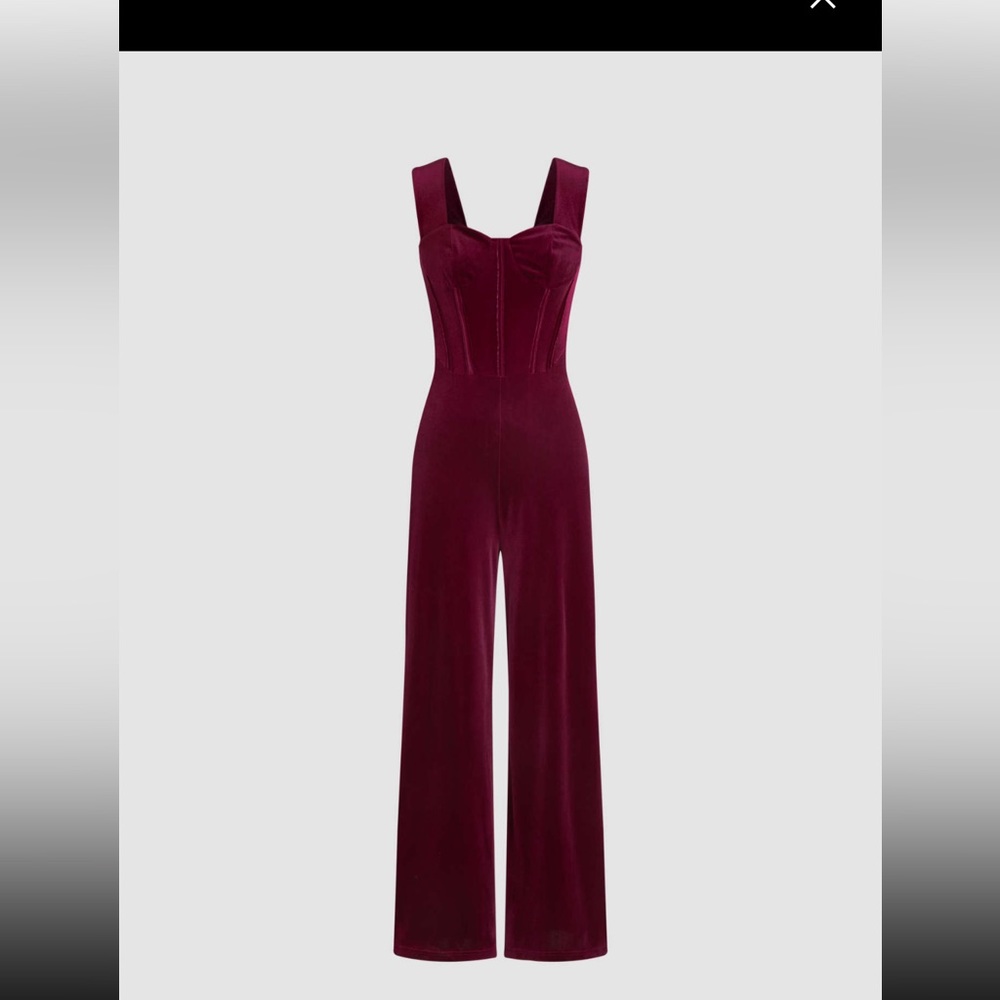 Chic me red velvet jump suit
